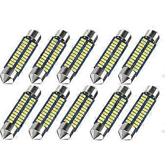 10er-packung 578 Led-autolampen 211-2 Led-autolampen 41 Mm 42 Mm 1,65 Zoll 212-2 Led-autolampen Für Karten- Und Innenraumbeleuchtung, 22 Smd 3014 Chips 6000k Weiß Super