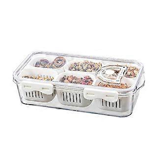 Unterteilte Servierplatte Mit Deckeln, Stapelbare Snackbox Mit 6 Fächern, Obst- Und Gemüseaufbewahrungsbehälter Für Den Kühlschrank