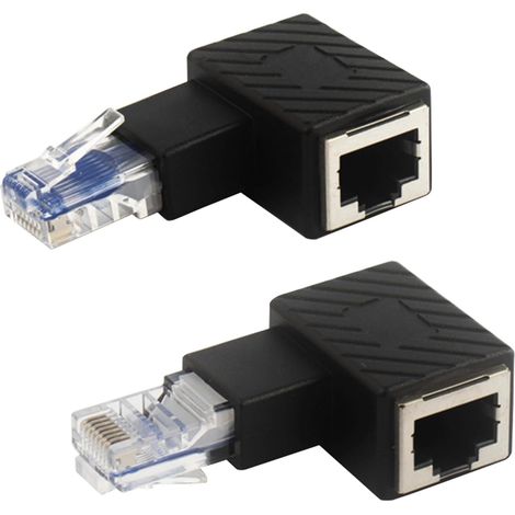 2er-pack 90°-rj45-winkelstecker – Ethernet-adapter (stecker Auf Buchse) – Links- Und Rechtswinklig – Für Cat5- Und Cat6-netzwerkkabel – Kompatibel Mit Laptops Und