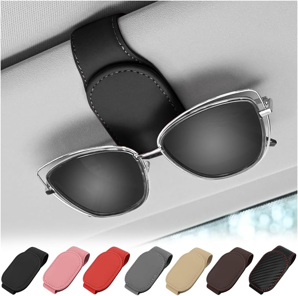 Magnetischer Auto-sonnenbrillenhalter, Organizer Aus Pu-leder Für Die Sonnenblende, Universelles Auto-sonnenblendenzubehör – Schwarz