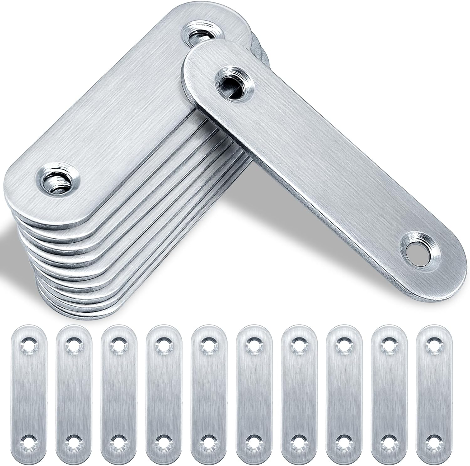 Packung Mit 20 Flachverbindern – 60 × 15,5 × 1,75 Mm – Flachverbinder Aus Edelstahl – Lochblech Aus Metall – Flachwinkel Für Verbinder – Verbindungsplatte Aus Edelstahl