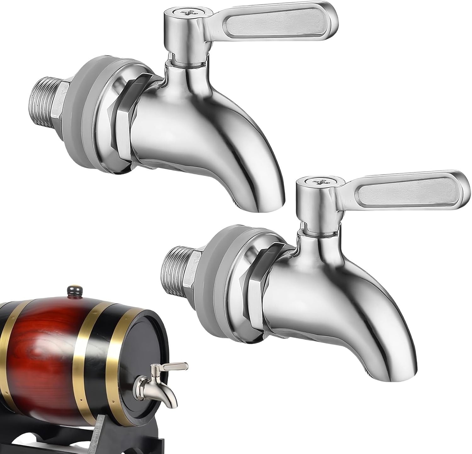 Set Mit 2 Edelstahlhähnen: 12 Mm Drehbar, Edelstahl 304 – Ersatzhahn Für Getränkeautomaten, Bierfässer, Wein-, Saft- Und Glasbehälter