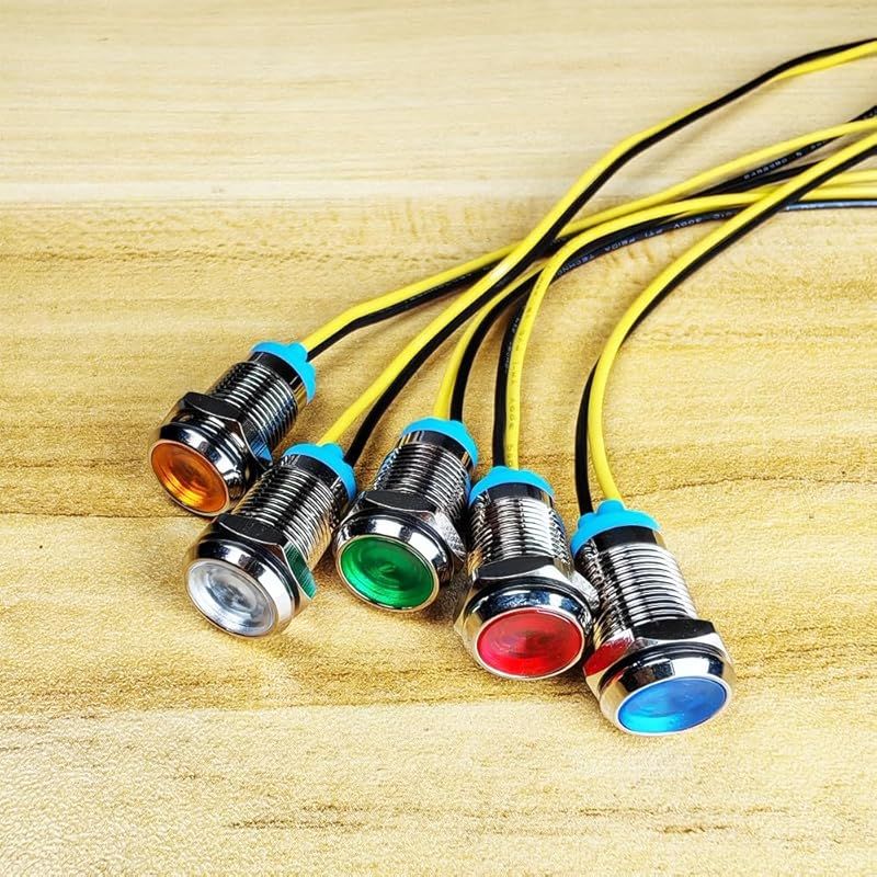 5 Stück 10 Mm 230 V Ac Led-metallanzeige-wasserdichte Signallampe (grün Orange Rot Blau Weiß 5 Stück)
