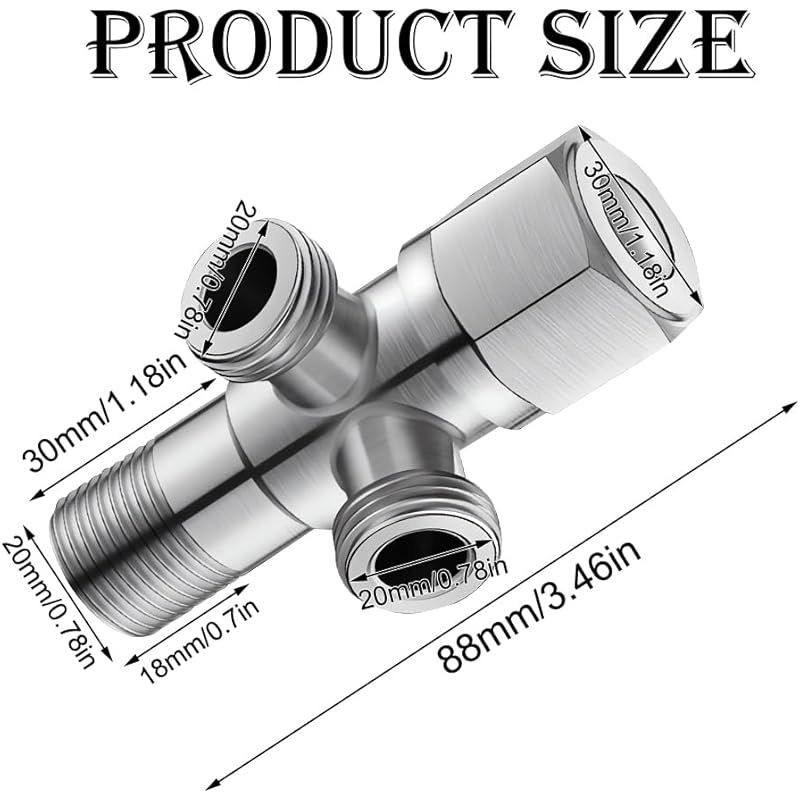 1 X 1/2"-eckventil, Edelstahl 304 Mit 2 Ausgängen – Wasseranschluss – Eckventil – Doppel-edelstahlventil Für 1/2"-wandgewinde – Doppel-eckventil – Ventil