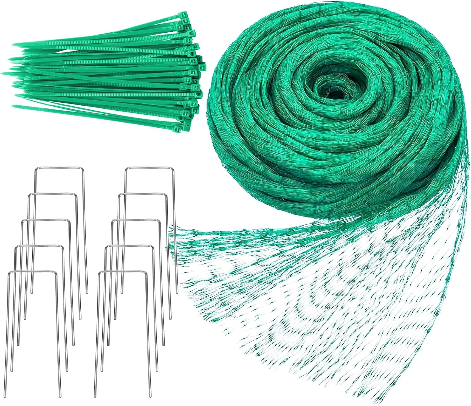 X 15 M Vogelschutznetz, Gartennetz-set Mit 50 Befestigungsbändern Und 10 Heringen, Vielseitiges Erdbeerschutznetz, Für Früchte, Samen, Teichabdeckung, Pflanzenschutzzaun