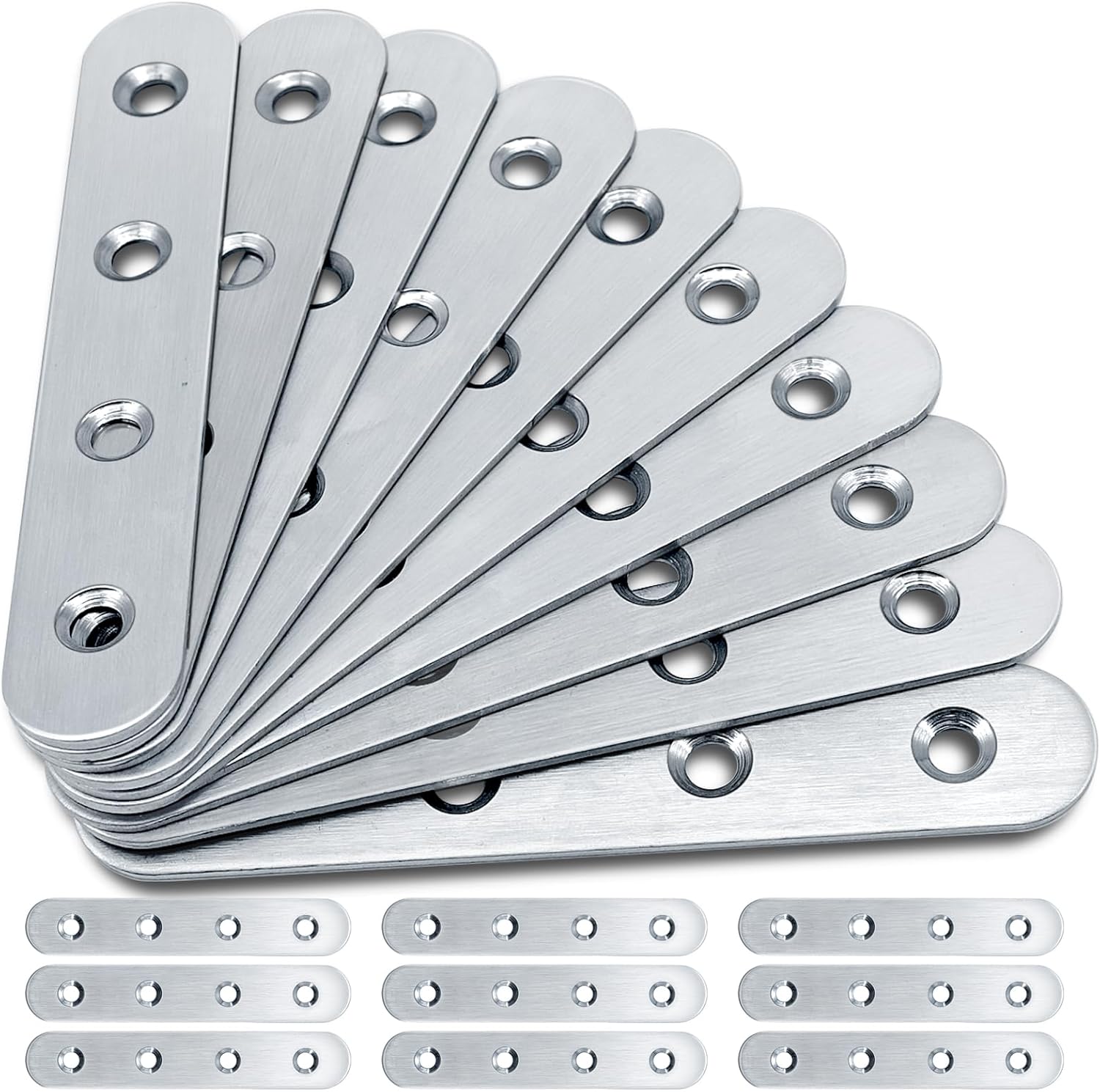 Packung Mit 20 Flachverbindern – 100 × 17 × 1,75 Mm – Flachverbinder Aus Edelstahl – Lochblech Aus Metall – Flachwinkel Für Verbinder – Verbindungsplatte Aus Edelstahl