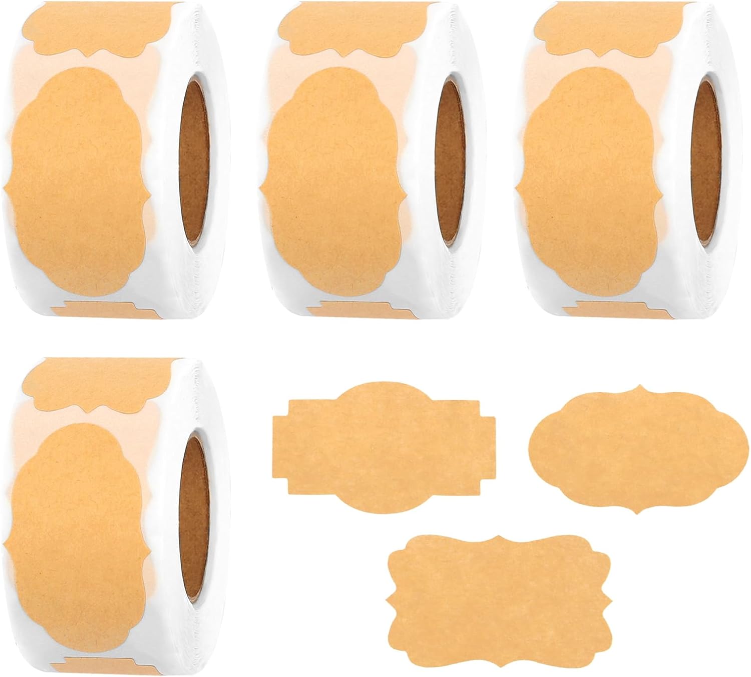 Packung Mit 1000 Selbstklebenden Marmeladenetiketten, 4 Rollen Kraftpapier-aufkleber Zum Beschriften Von Marmeladengläsern, Geschenktüten Und Briefumschlägen
