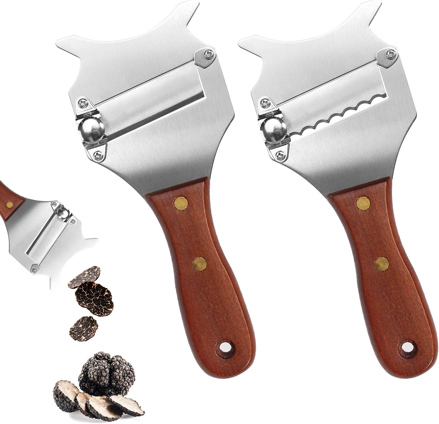 Set Mit 2 Verstellbaren Trüffelreiben – Professionelle Glatte Und Gezahnte Trüffelreibe – Für Trüffel, Schokolade Und Käse