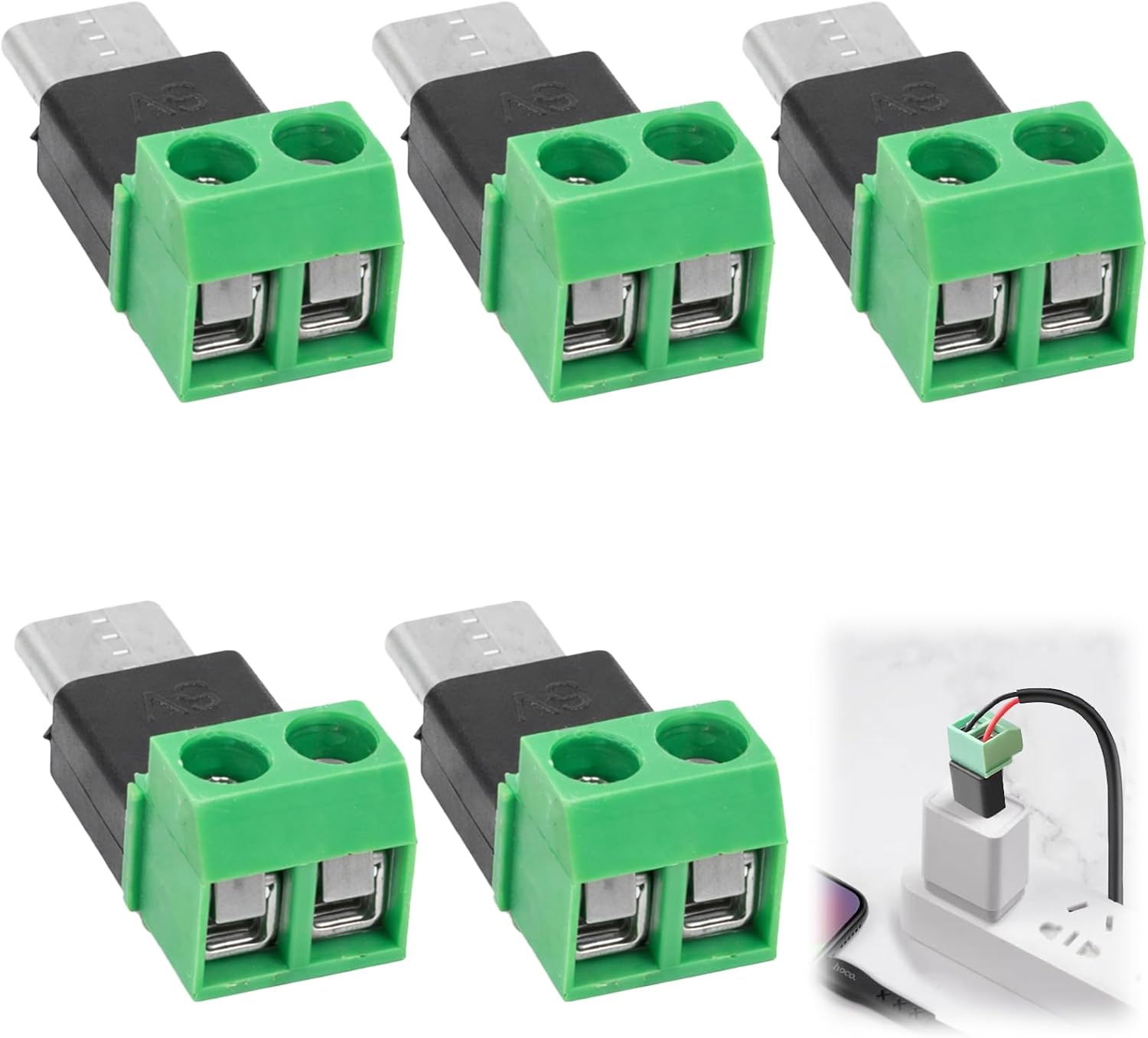 5er-pack Lötbare Usb-c-stecker – Typ-c Auf 2-pin-adapter – Lötfreie Anschlüsse Für 5 V, 3 A – Kompatibel Mit Tablets, Kameras Und Spielzeug