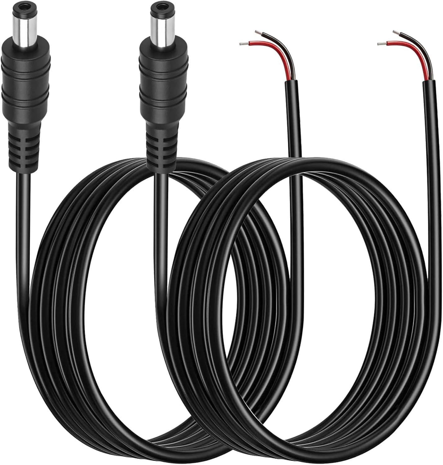 2er-pack Dc-stromanschlusskabel (5,5 X 2,1 Mm), 1 M, 22 Awg, 5,5 X 2,1 Mm Dc-stecker (offene Enden), Dc-stecker Auf Offene Enden, Netzteilreparatur Für Cctv-kameras Und Led-streifen