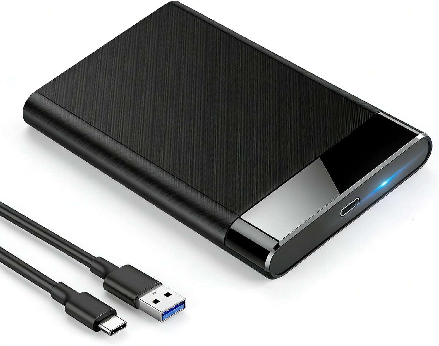 Externes Festplattengehäuse 2,5 Zoll Usb 3.1 Auf Sata Hdd/ssd-gehäuse 6 Gbit/s Gen2 7 Mm/9,5 Mm Ssd-gehäuse Uasp- Und Trim-beschleunigt Werkzeuglose Montage Mit Usb-c-kabeln (schwarz)
