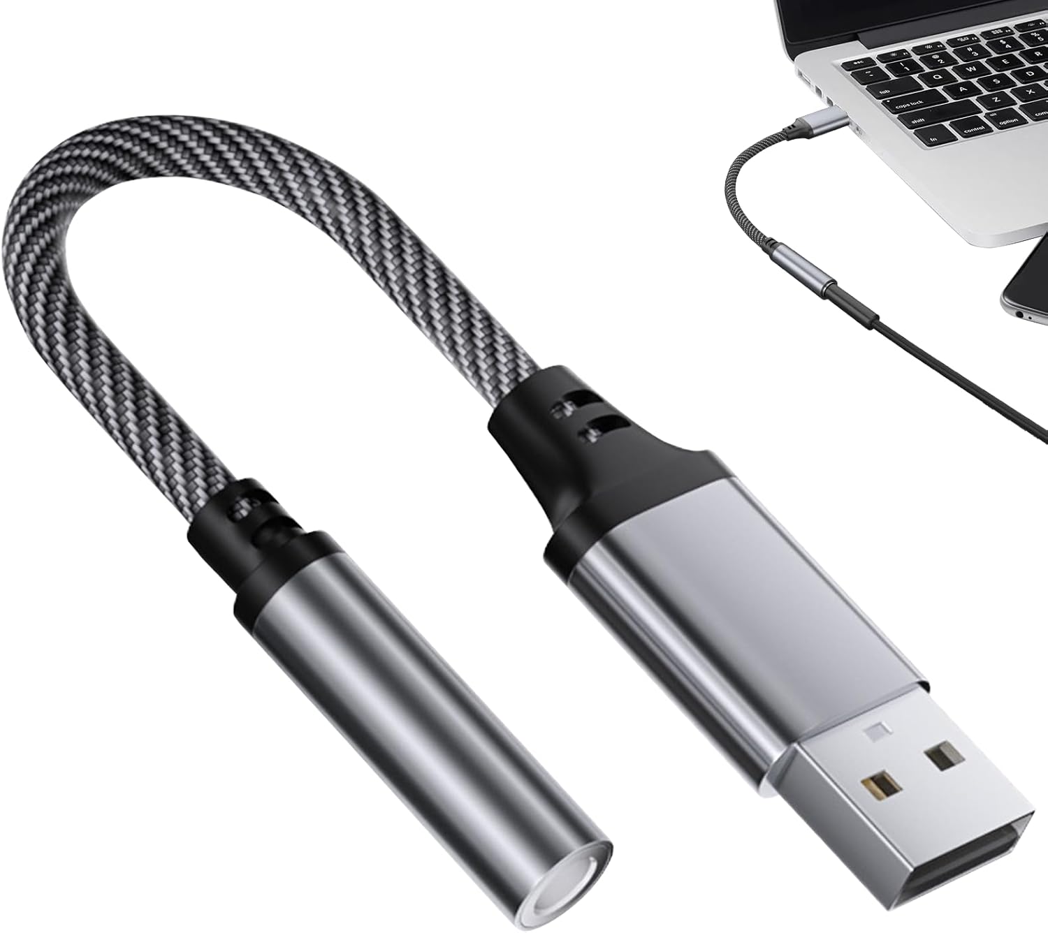 Audio-adapter, Klinke Auf Usb, Aux-usb-adapter, Usb-sb-klinke Auf 3,5-mm-adapter, Kompatibel Mit Geräten Wie Computern, Lautsprechern Und Kopfhörern