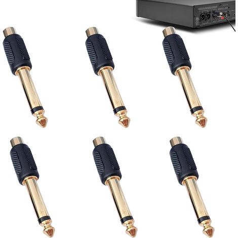 Set Mit 6 Rca-auf-6,35-mm-klinkenadaptern, Geeignet Für Audiosysteme, Kameras, Kopfhörer, Tonbandgeräte Und Andere Geräte