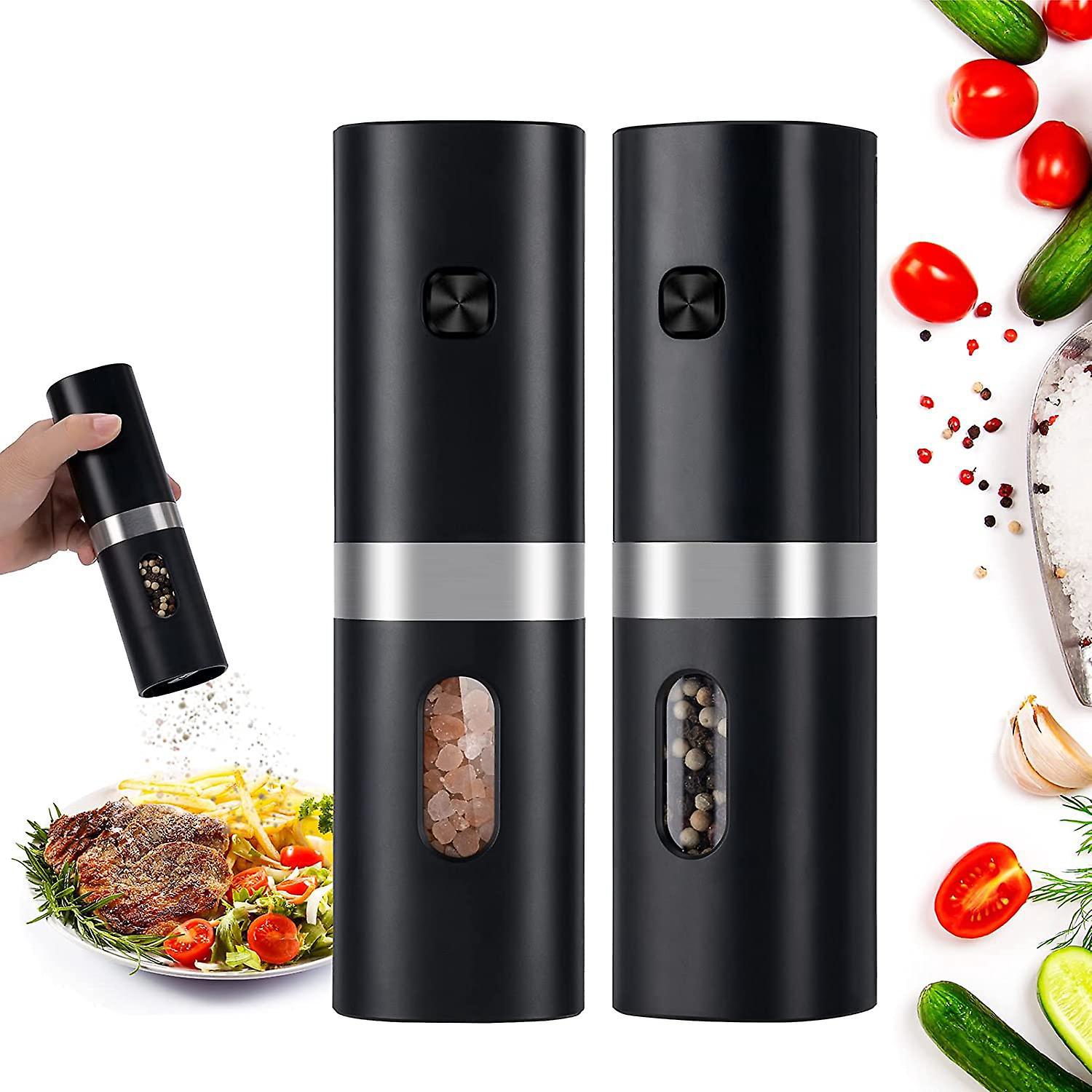 Elektrisches Salz- Und Pfeffermühlen-set, Batteriebetriebene Pfeffermühle (batterie Nicht Enthalten), Salzmühle Mit Led-beleuchtung, Einhandbedienung Per Knopfdruck, Anzeige