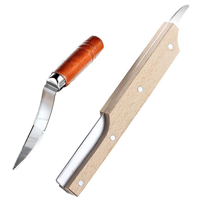Kokosnusswerkzeug, Kokosfleischentferner, Robuster Holzgriff, Kokosnussöffner Aus Edelstahl, Schabermesser, Küchenzubehör, 2 Stück.