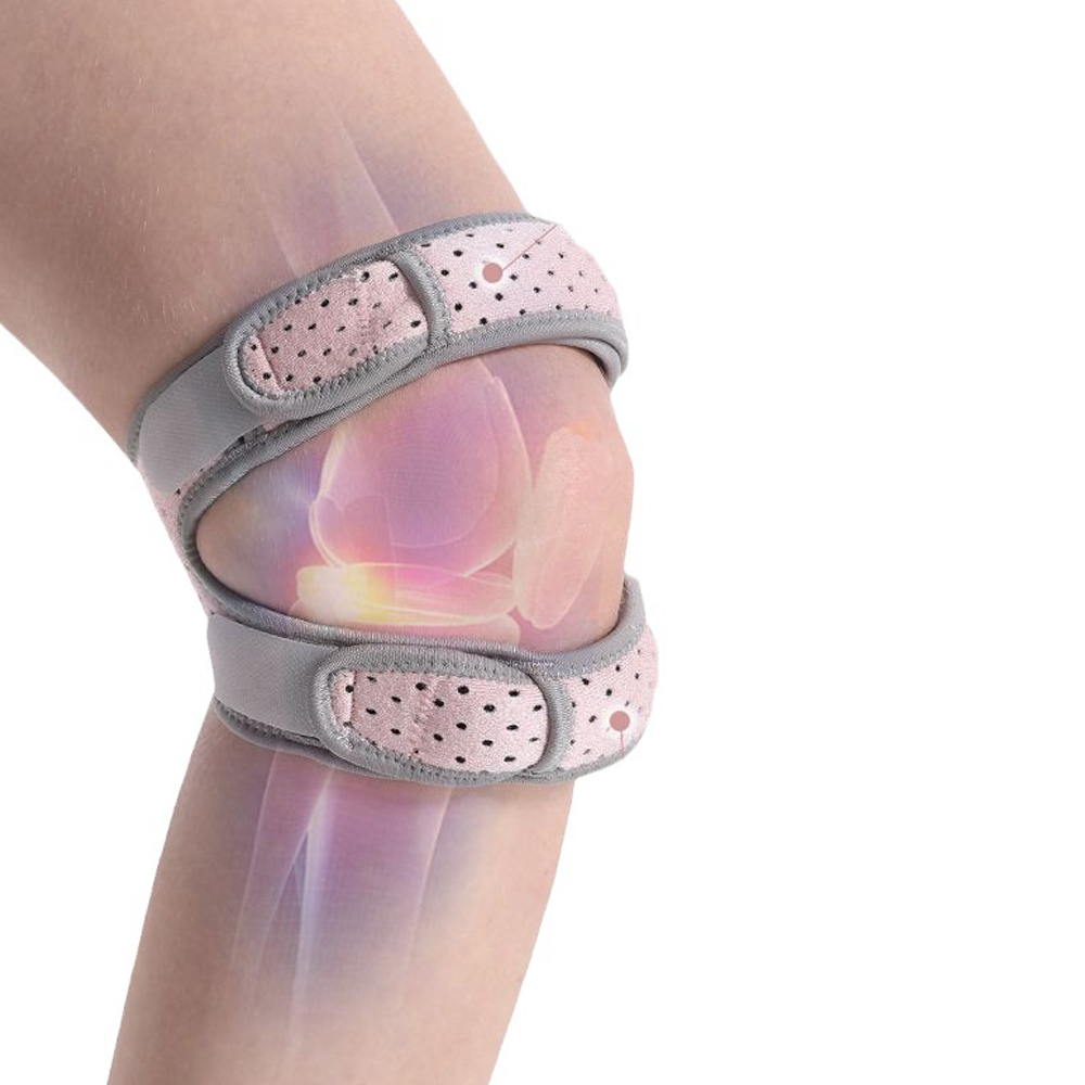 Outdoor-schutzausrüstung, Pinkfarbene Bergsteiger-schutzausrüstung, Knieschutz, Sportschutz, Zwei-wege-kniescheibenbandage