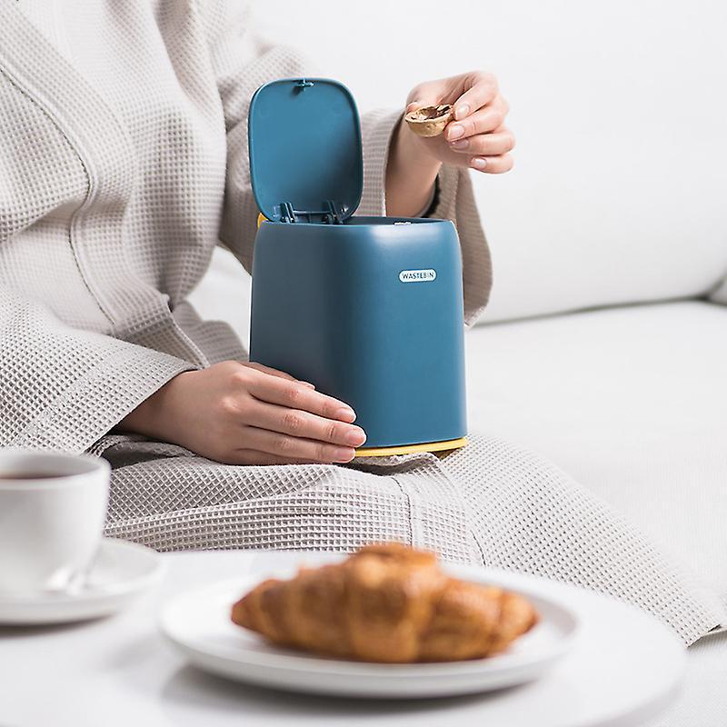 Mini-abfalleimer Für Die Arbeitsplatte, Abfalleimer Mit Druckdeckel, Abfallspender, Mini-behälter Für Couchtisch, Badezimmerschrank (marineblau)