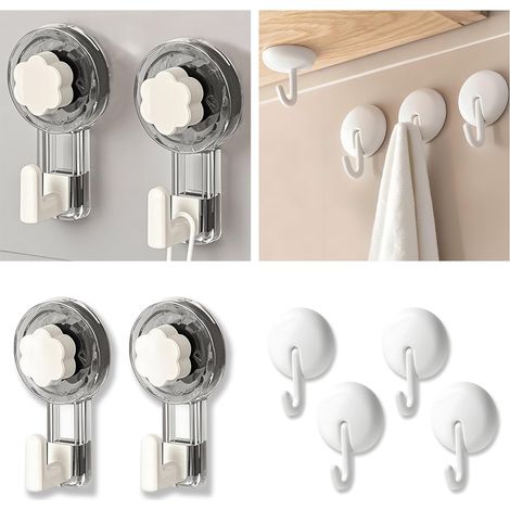 Set: Handtuchhaken Mit Saugnapf + Drehbare Wandhaken (kein Bohren Erforderlich)