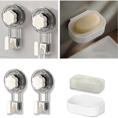 Set: Handtuchhaken Mit Saugnapf + Seifenschale (ohne Bohren)