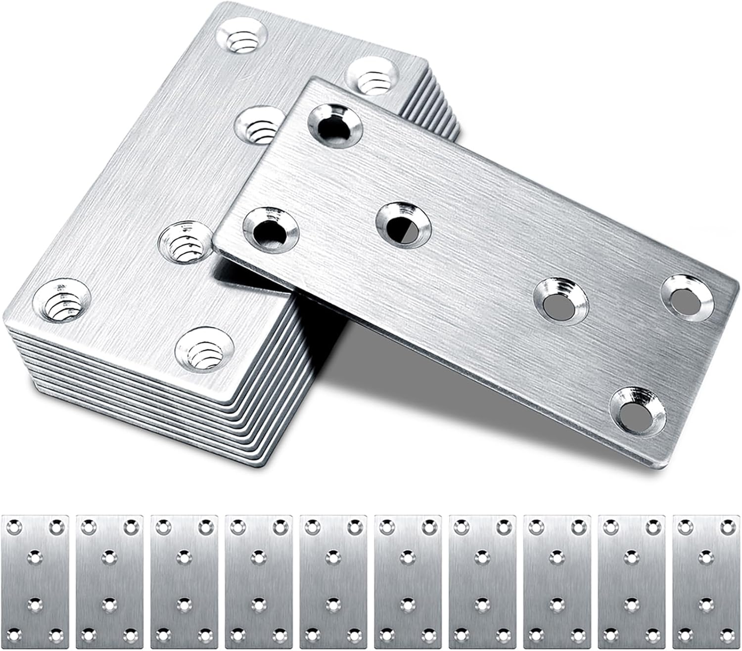 10er-pack Flache Holzwinkel, 80×40×1,75 Mm, Flache Verbindungsplatten, Hochbelastbare Schwellen, Edelstahl-reparaturplatten Für Verbinder, Winkel
