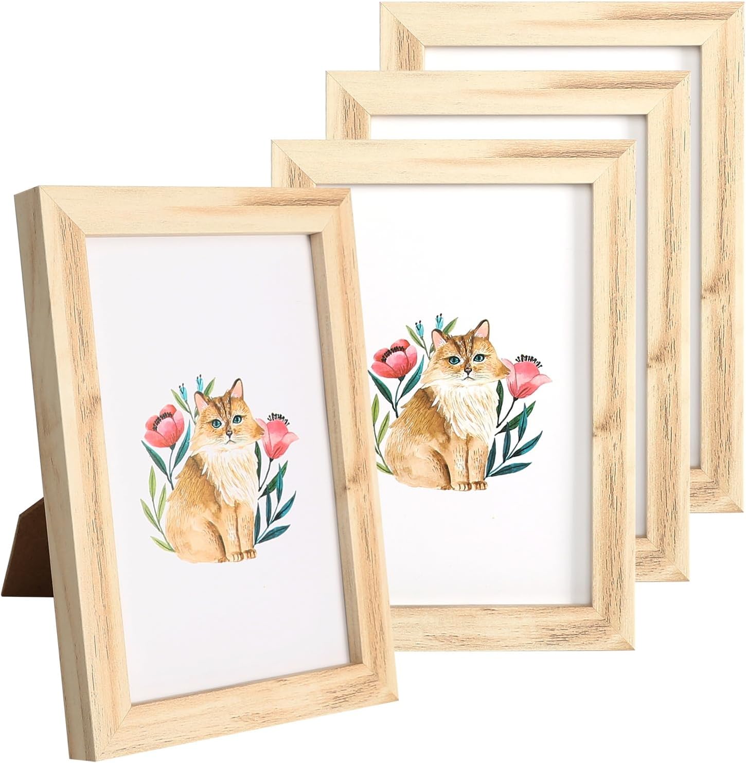 Boed 4er-set Bilderrahmen 10x15 Cm, Holzbilderrahmen Für Schlafzimmer, Büro, Wohnzimmer, Galerie (originalholzmaserung)