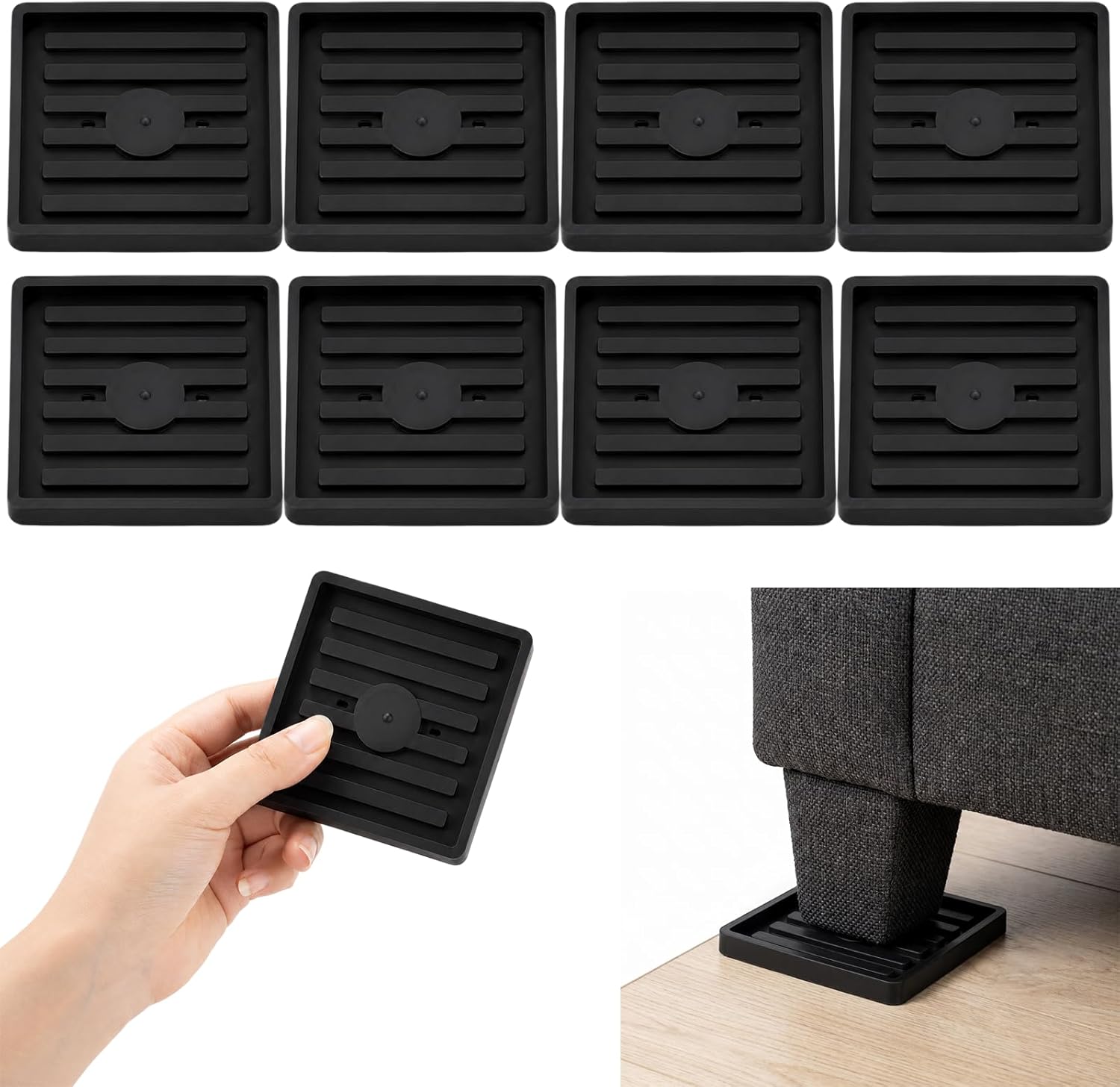 Quadratische, Rutschfeste Möbelgleiter, Gummigleiter, Rutschfeste Bodenschoner, Möbeluntersetzer, Möbelgleiter Für Bett, Kleiderschrank, Sofa, Stuhl, Tisch