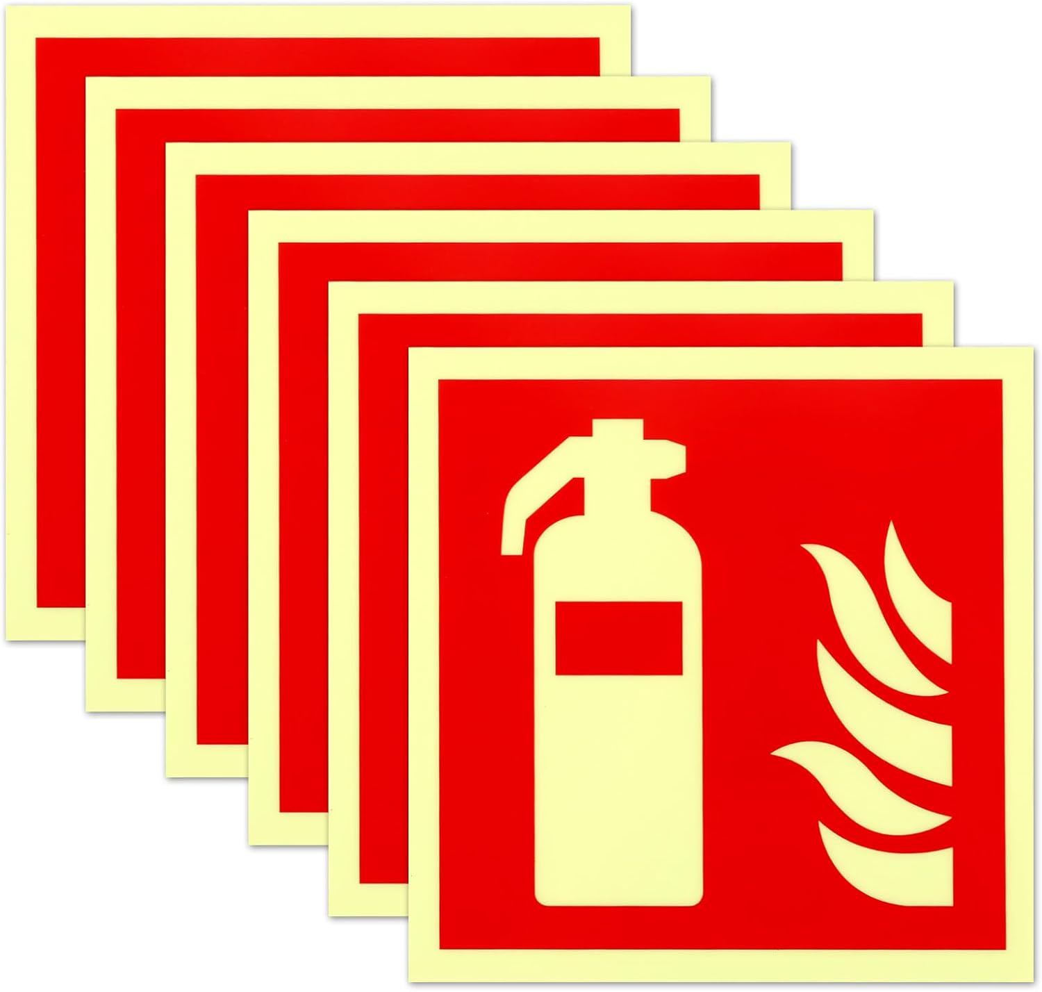 Stück Feuerlöscher-schilder 15 X 15 Cm Pvc-feuerlöscherplatte Leuchtaufkleber Feuerlöscher Brandschutzanzeige Gemäß Iso Für Verschiedene Öffentliche Orte