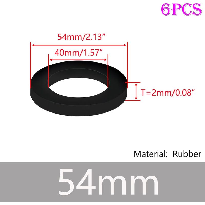 6 Stück Gummischeiben Mit O-ring, Flache Gummidichtungen Für Rohre Und Abwasserbecken, Außendurchmesser 54 Mm, Innendurchmesser 40 Mm