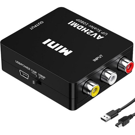 Rca-zu-hdmi-konverter, Rca-zu-hdmi-1080p-adapter, Composite-av-audio-video-konverter Mit Usb-kabel, Unterstützt Pal/ntsc Composite Cvbs, Kompatibel Mit Xbox 360, Ps1, Ps2 Und Wii-kameras