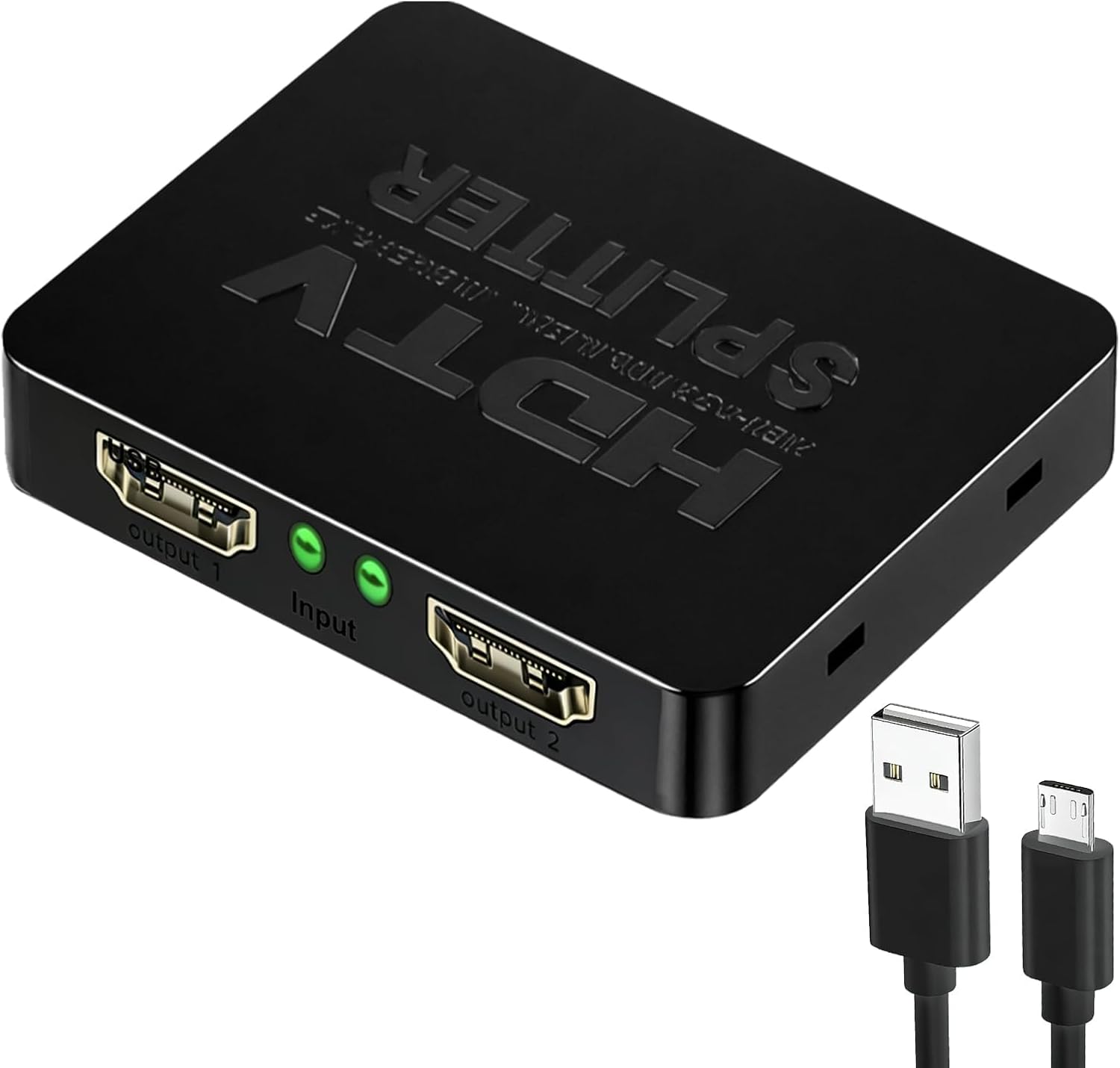 Hdmi-splitter Mit 1 Eingang Und 2 Ausgängen, 4k, 3d, 1080p, Inklusive Micro-usb-stromkabel, 1-in-2-hdmi-duplikator Für Ps3, Xbox, Dvd Und Hdtv
