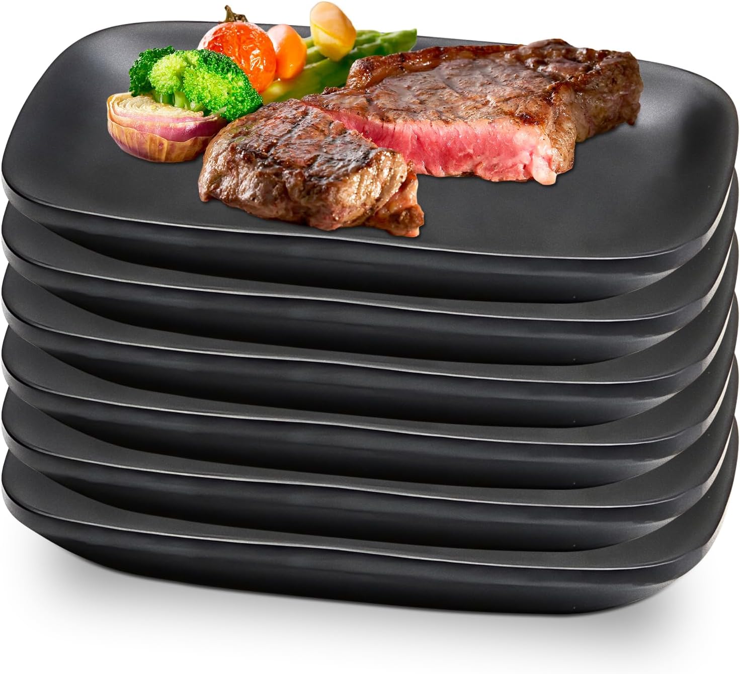 Set Aus 6 Desserttellern: Schwarze Mezze-teller 15,5 X 9 X 2 Cm, Matte Rechteckige Vorspeisenteller Für Fleisch, Antipasti, Sushi, Hauptgerichte Usw.