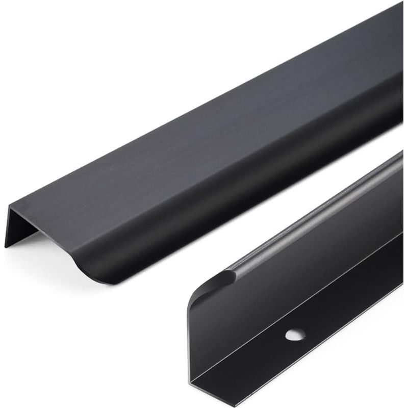 2 Stück 128 Mm Verdeckte Küchenschrankgriffe, Türgriffe, Griffprofil Aus Aluminiumlegierung, Integrierter Küchenschrankgriff, Schwarz