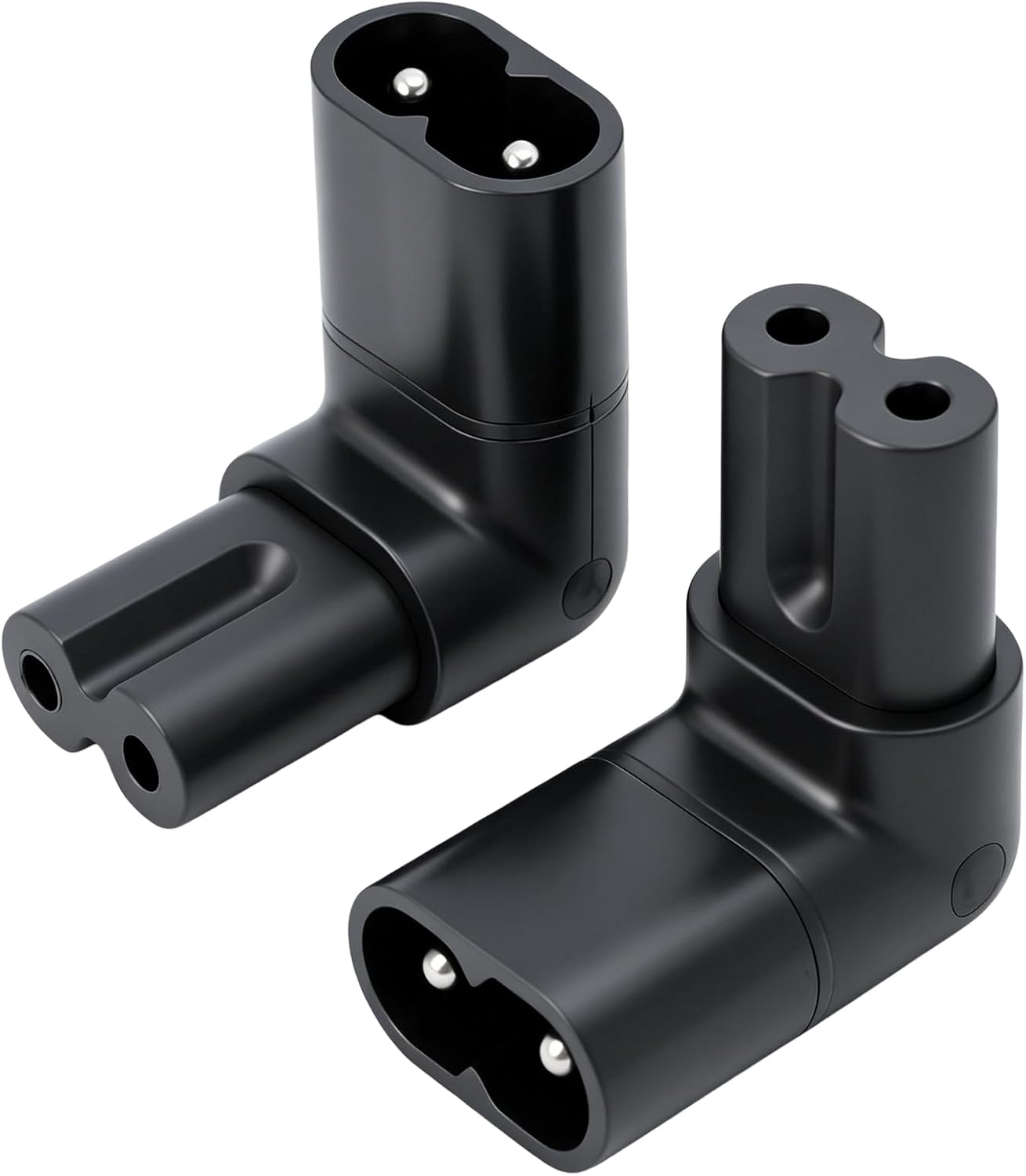 2er-pack C7-zu-c8-winkeladapter, 90°-winkelstecker (2-polig, Europäischer Stecker), Iec-winkelstecker, 250 V, 2,5 A, Platzsparender Winkel-netzadapter Für Fernseher, Computer Und Projektor