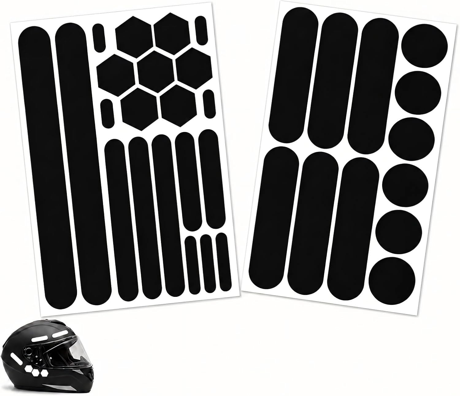 Bögen Reflektierende Aufkleber, Selbstklebende Reflektorstreifen Und Sichtbarkeitsaufkleber Für Helm, Motorrad, Fahrrad, Elektroroller, Kinderwagen, Rollstuhl, Koffer, Schwarz