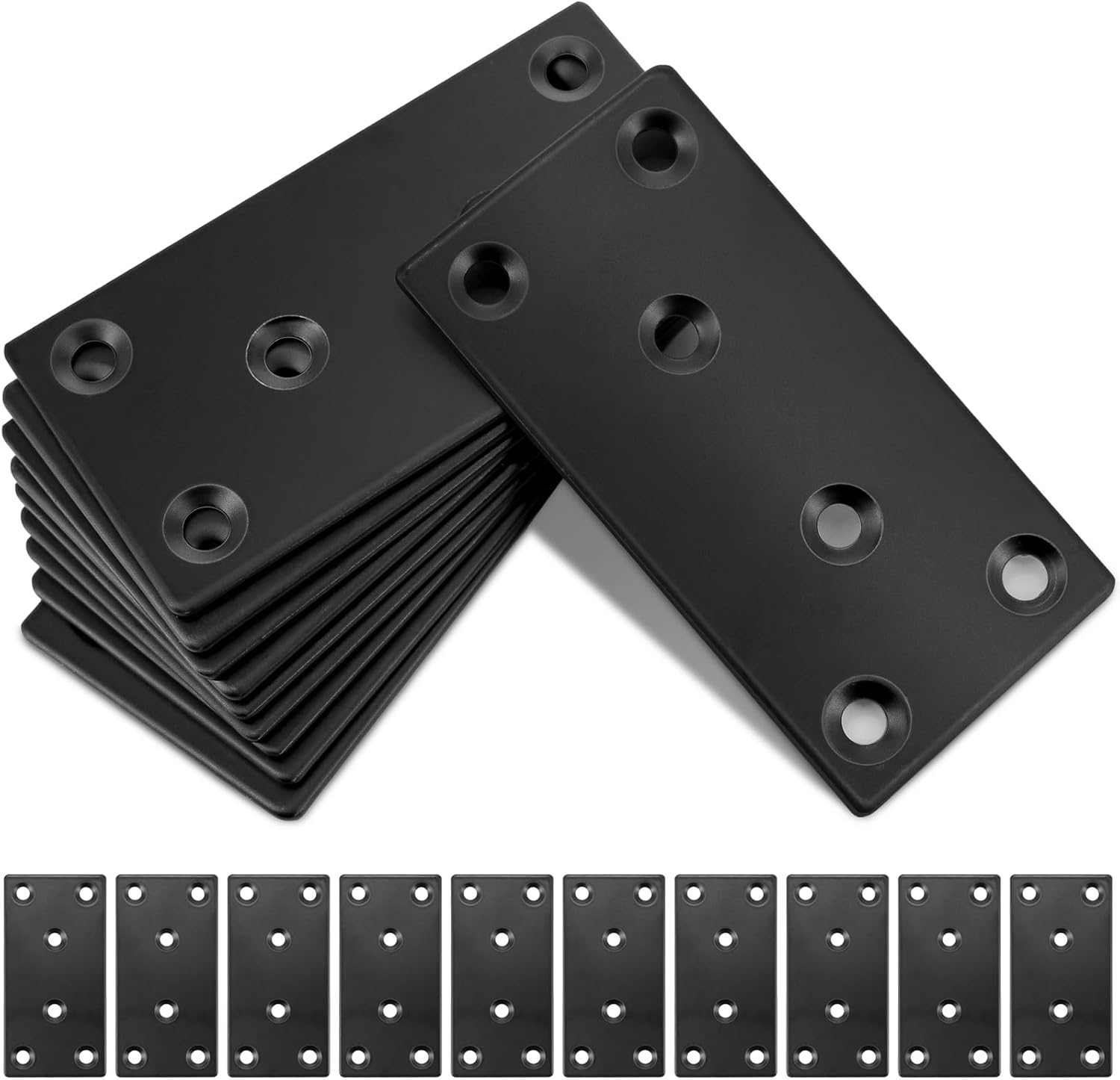 Packung Mit 10 Flachen Holzverbindern, 80 × 40 × 1,75 Mm, Robuste Flachverbindungsplatten, Reparaturplatten Aus Edelstahl Für Verbinder, Metallverbinder Zur Holzbefestigung