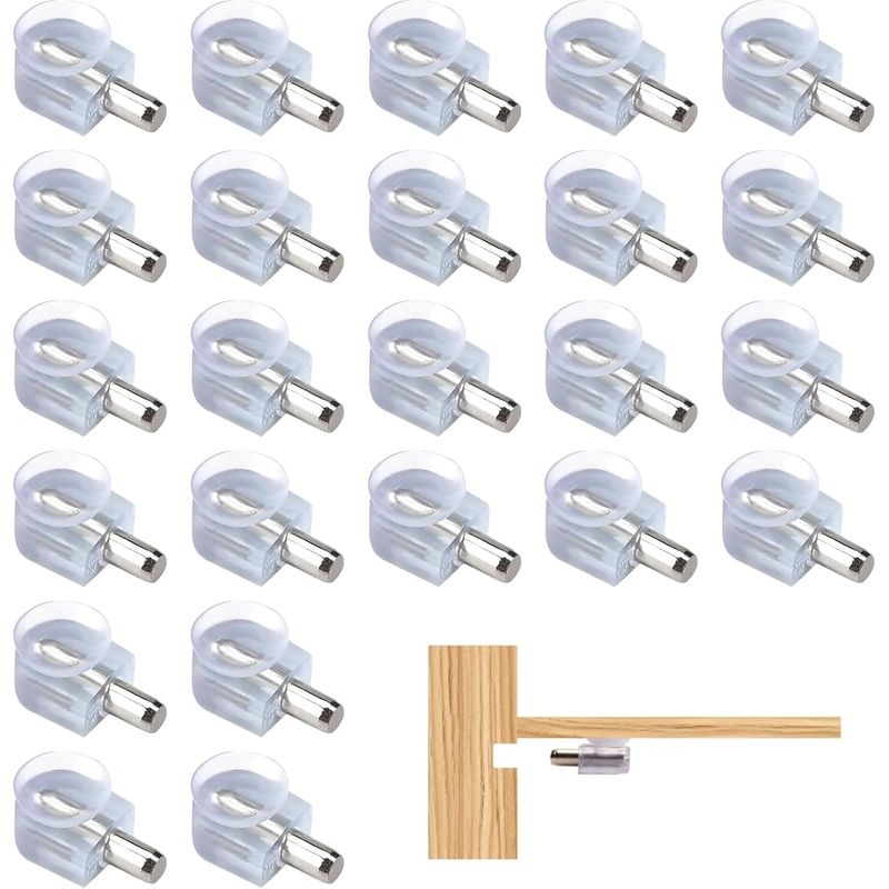 24 Stück Transparente Glasregalträger Mit Saugnäpfen, 5 Mm Glasstärke, Regalstifte Für Vitrinen, Schränke, Weinkeller Und Bücherregale