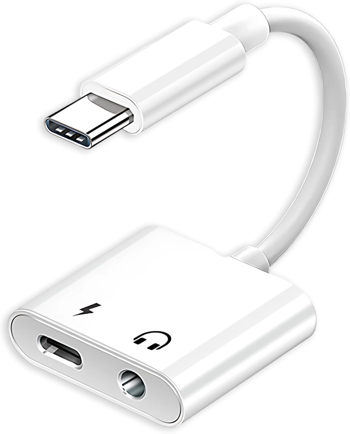 2-in-1 Usb-c-auf-3,5-mm-kopfhöreranschluss-adapter, Kompatibel Mit Iphone 15/16, Samsung Galaxy, Huawei, Google Pixel, 60-w-pd-schnellladung, Weiß