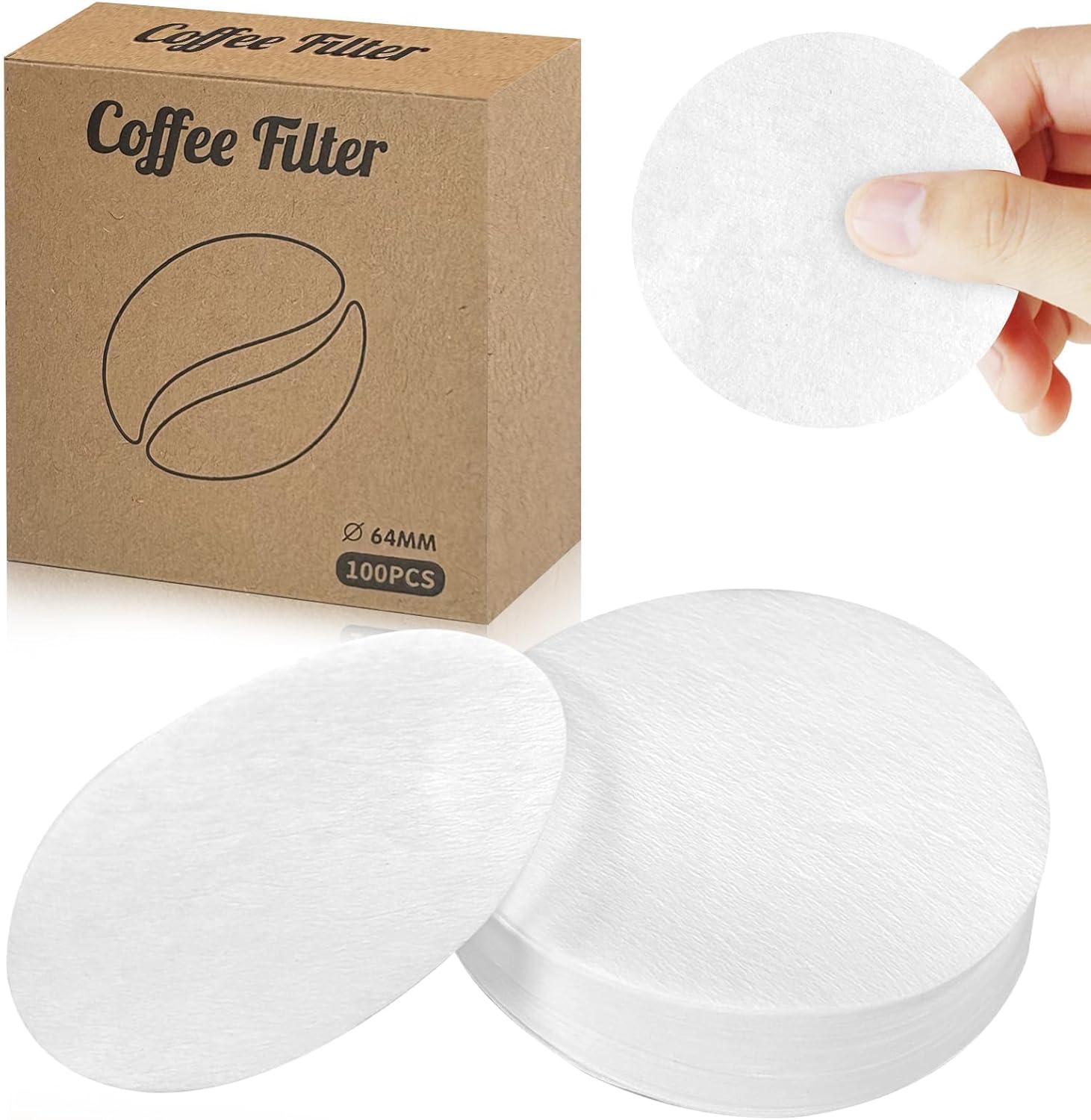600 Stück Runde Kaffeefilterpapiere, 64 Mm, Weißes Papier Für Kaffeemaschinen Und Espressomaschinen Namhafter Hersteller.