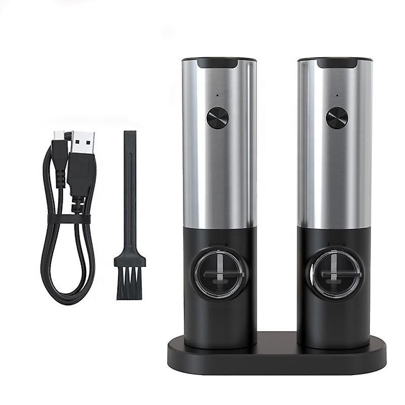 Elektrisches Salz- Und Pfeffermühlen-set Mit Usb-akku – Keine Batterie Erforderlich – Einhandbedienung – Weißes Licht – Automatische Mahlgradeinstellung