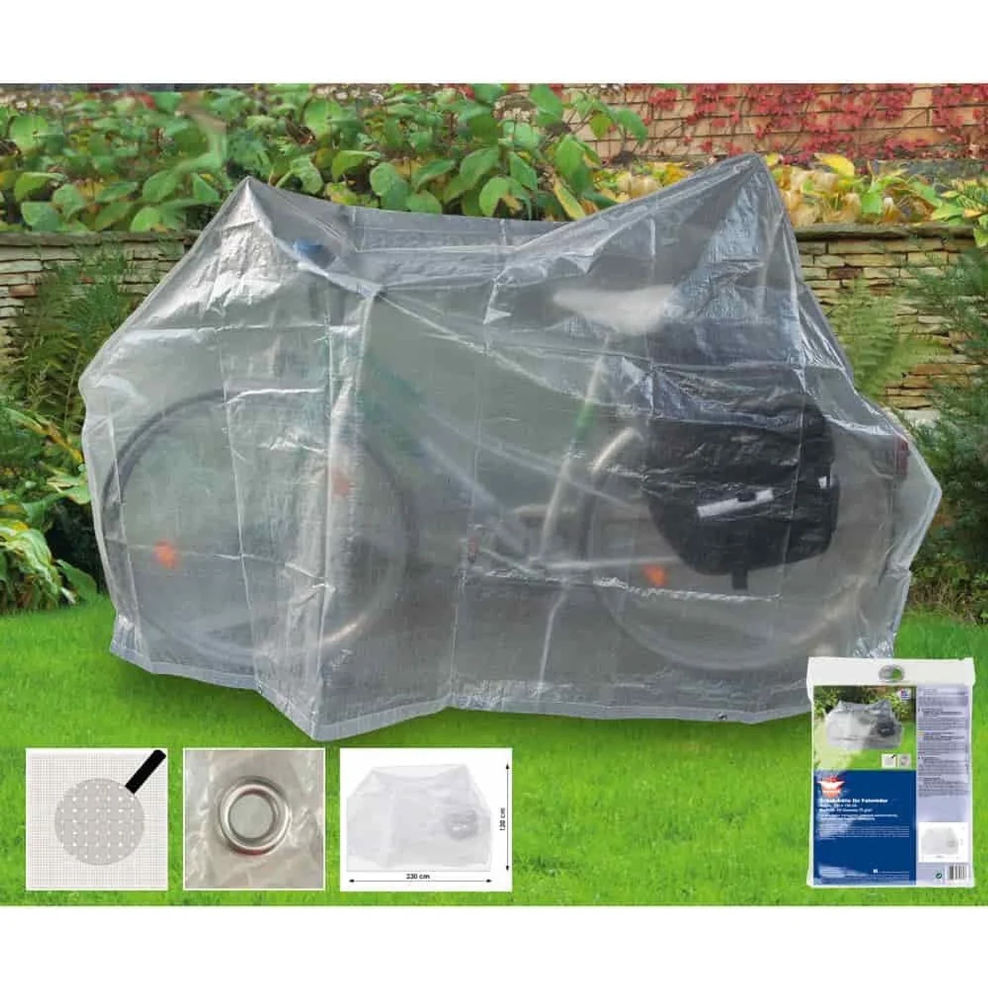 Fahrrad Abdeckung Transparent 230x120cm, Fahrrad Schutzhülle, Abdeckplane