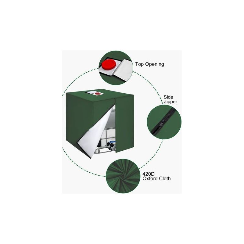 Ibc-tankabdeckung (1000 L) – 420d, Uv-beständig – Mit Reißverschluss – 120 X 100 X 116 Cm – Grün