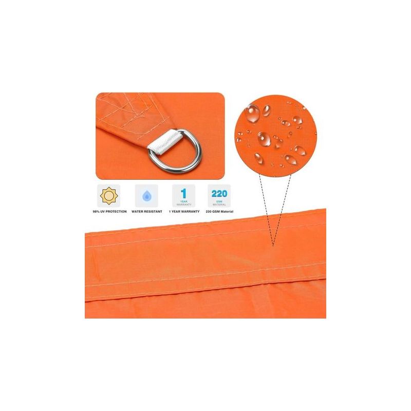 Rechteckiges Sonnensegel 2x3m, Orange, Wasserdicht, Uv-schutz, Für Garten, Terrasse, Patio Und Pool, Inklusive Seil