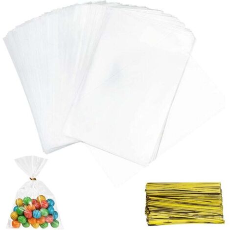 Bunthaus 200 Stück Transparente Bonbontüten, Quadratische Transparente Tüten, Plastiktüten Für Kekse, Hochzeitsgeschenke, Zum Verpacken Von Keksen, Schokoladenkuchen, Süßwaren (10 X 15 Cm)