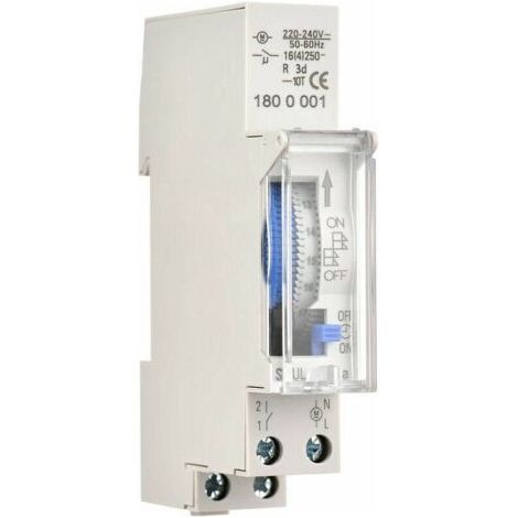 Bunthaus Mechanischer 24-stunden-timer, 15-minuten-mindesttimer, Schienenmontage, Eingebaute Batterie, Sul180a Ac220–240 V, Grau – Sul180a Ac220–240 V, Grau, Inhhub