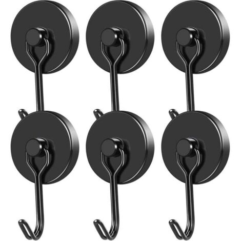 Bunthaus Starker Magnethaken, Neodym-magnet, Schwarz, Drehbarer Magnethaken, Magnethaken Für Küche, Geschirrtuch, Tafel, 6 Stück