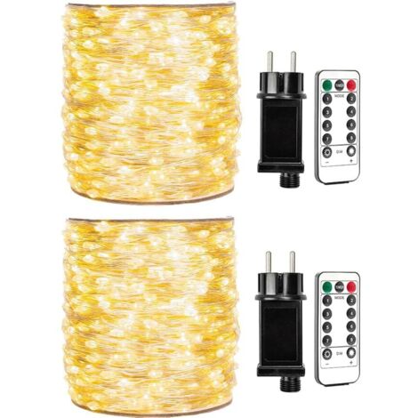 Bunthaus 30 M Led-lichterkette (2 X 30 M), 400 Warmweiße Leds, Silberner Kupferdraht, Wasserdicht Mit Fernbedienung – Außen-/innendekoration Für Weihnachten, Terrasse, Garten, Pflanzen
