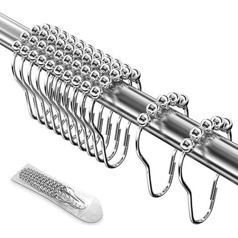 Bunthaus 12 Stück Duschringe Aus Edelstahl, 7 X 4 Cm, Duschvorhanghaken Mit Gleitsystem, Metallkugeln Für Duschvorhangstangen, Vorhänge (silber)