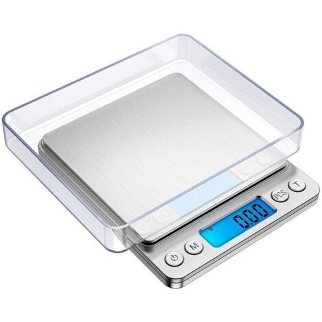 Bunthaus Präzisionswaage, 500 G/0,01 G, 0,01-g-präzisionswaage, Küchenwaage Mit Tara- Und Zählfunktion, Hintergrundbeleuchtetes Lcd-display (silber)
