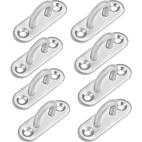 Bunthaus Ösenplatte Aus Edelstahl M5 (8 Stück) – Länglicher U-förmiger Metallhaken Zur Wand- Und Deckenmontage (45 X 15 Mm) – Befestigungshaken Für Aufhängungen Mit Einer Tragkraft Von 25 Kg