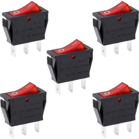 Bunthaus Spst-ein/aus-wippschalter, 3 Anschlüsse, Rote Kontrollleuchte, 16 A, 250 V Ac, 5 Stück